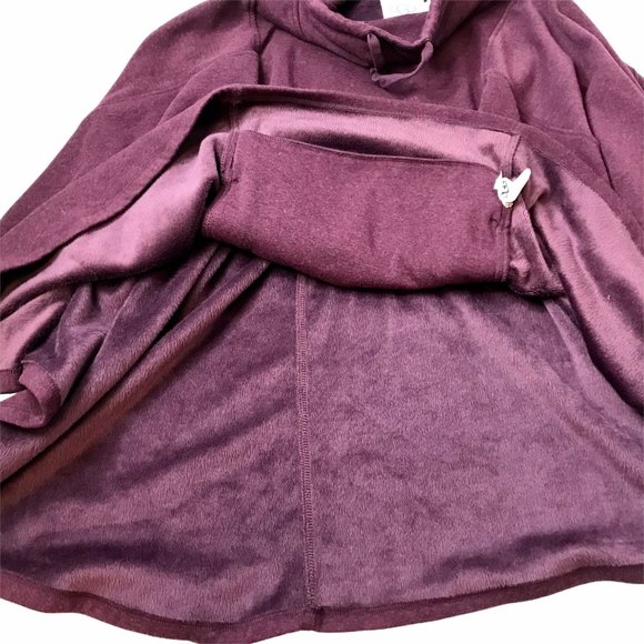 UGG Fleece Cozy Cape Poncho, Burgundy Purple L - Picture 3 of 8